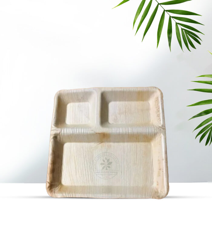 9" Square Plate  3 Partition